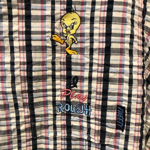 Vintage Looney Tunes Tweety Bird and Sylvester Embroidered Sleeveless Shirt - Picture 4 of 6